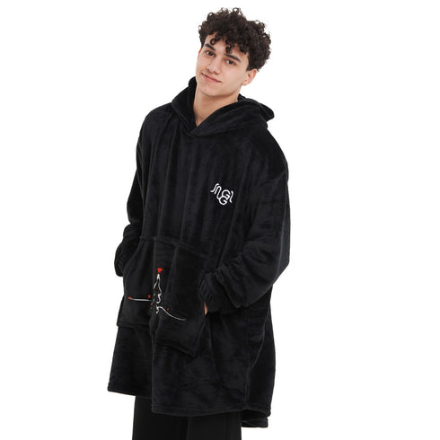 Snuggs Blanket Hoodie Black Christmas Tree Pocket
